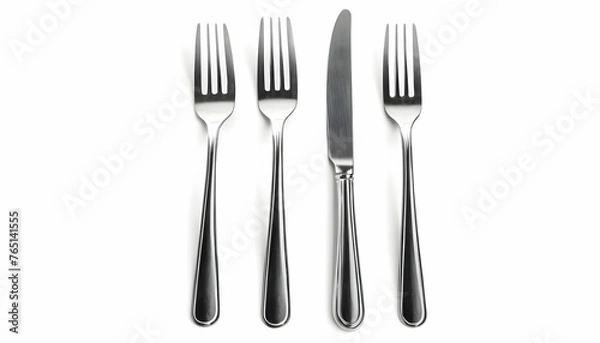 Fototapeta Cutlery set with Fork and Knife isolated on white background