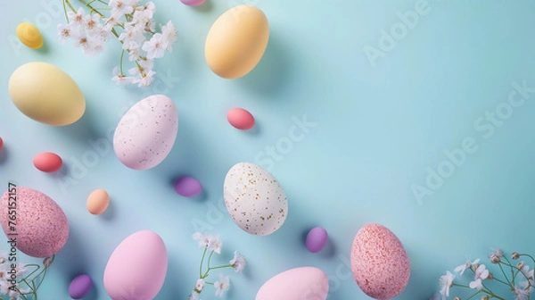 Fototapeta Colorful small easter eggs. Pastel tones. Spring design element