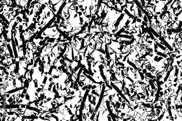 Fototapeta Shredded paper for gifting and stuffing close up surface texture vector overlay. Top view of box filler and packaging.