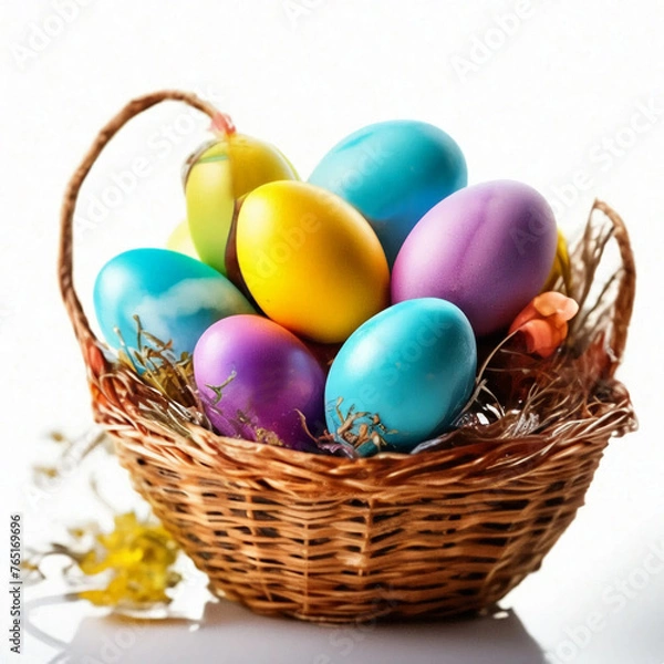Fototapeta Easter holiday. Easter eggs in a basket
