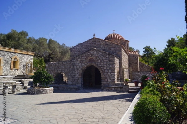 Fototapeta The Church of Moni Thari (Tharri Monastery) in Laerma, Rhodes (Greece), dedicated to the Archangel Michael