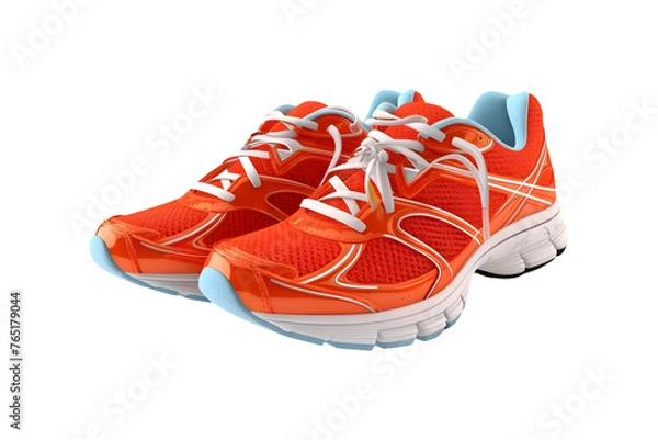 Obraz Athletic trainers running sneaker shoes pair (PNG) isolated on transparent background