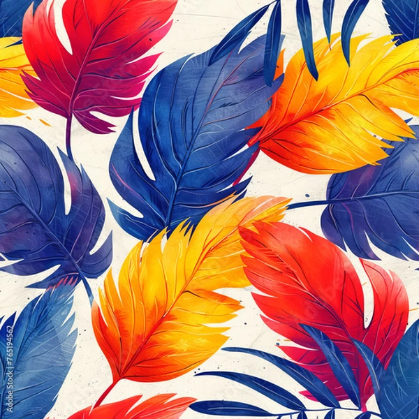 Fototapeta Seamless Feather Pattern in Autumn Hues