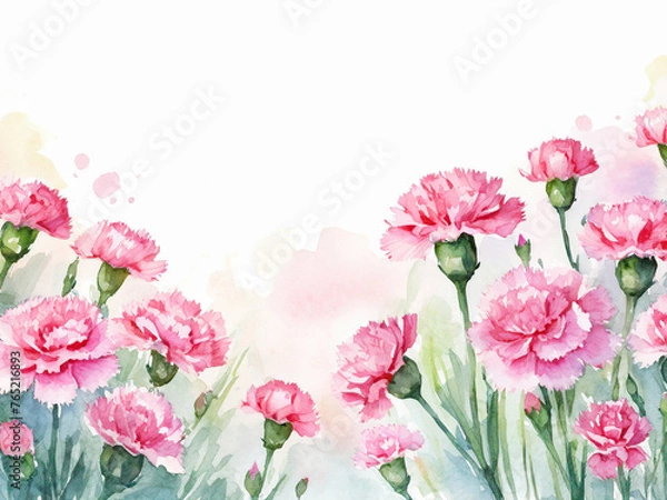 Obraz 水彩　 母の日　カーネーション　コピースペース