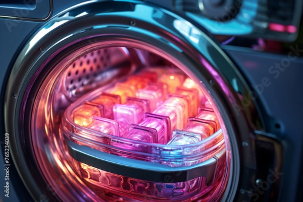 Fototapeta Led lamp inside a washing machine close-up. 3d rendering