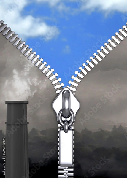 Fototapeta Stop the pollution to return to see the blue sky - 3D