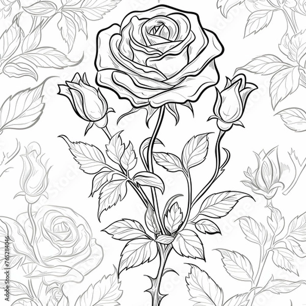 Obraz A rose, coloring page, mandala. generative ai