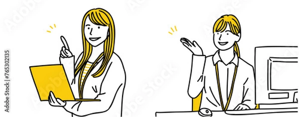 Obraz PCを使うオフィスで働く女性