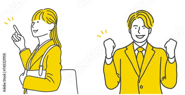 Obraz スーツを着た笑顔の男性と女性の就活生