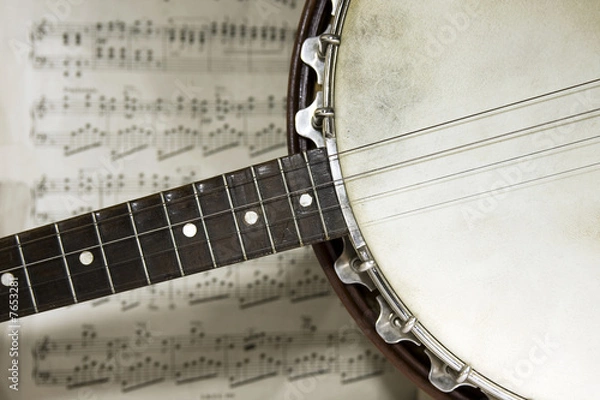 Fototapeta grunge banjo with score background
