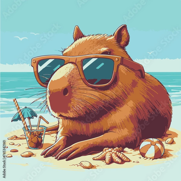 Obraz Happy Capy at the beach