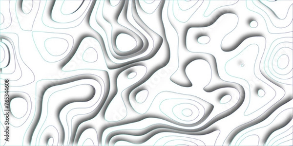 Fototapeta Abstract design with black and white abstract papercut and multi-layer cutout geometric pattern on vector Topographic canyon geometric map relief texture with curved layers beautiful design.