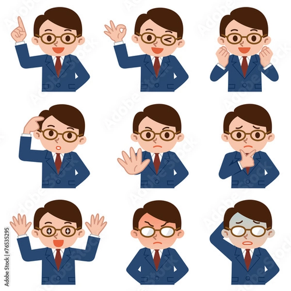 Fototapeta 若いビジネスマンの表情セット