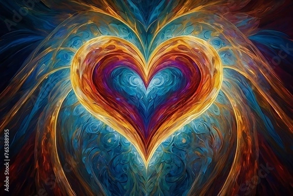 Fototapeta Capture the boundless love and compassion of jesus christ with an abstract background filled with swirling patterns of vibrant color. 