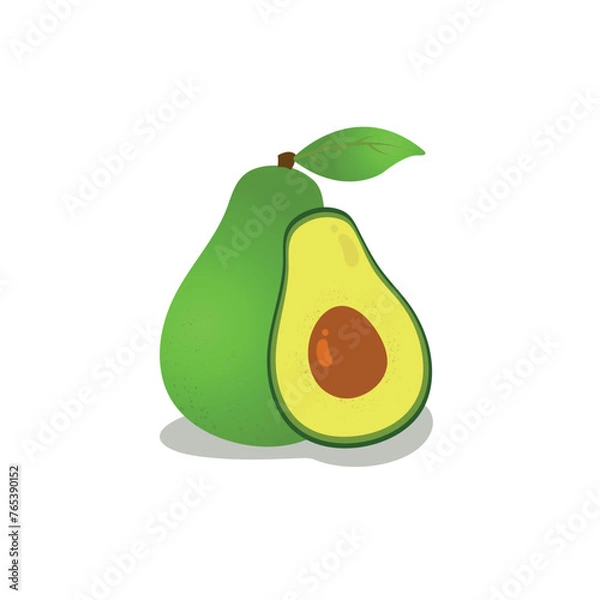 Obraz avocado fruit with slice in white background 3D vector illustration 
