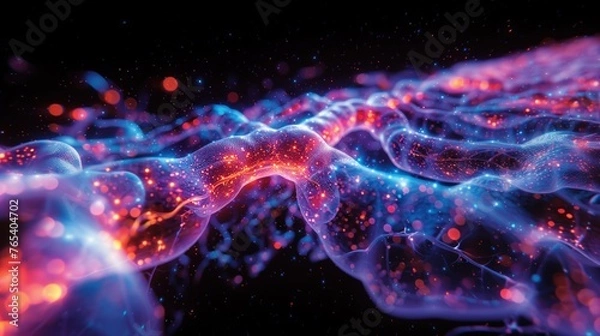 Fototapeta picture of nerve cells that has a connection that goes on and on and is transparent.