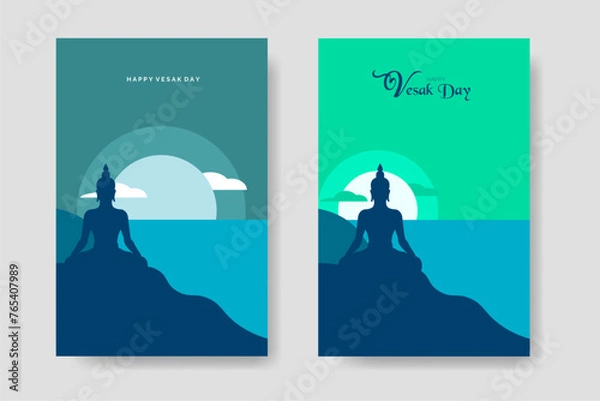Obraz Happy Vesak Day Illustration Bundle Template