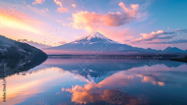 Obraz 水面に映る富士山