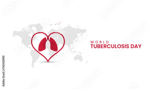 Fototapeta World TB day, World Tuberculosis day, Love shape and Lungs banner, poster vector illustration.