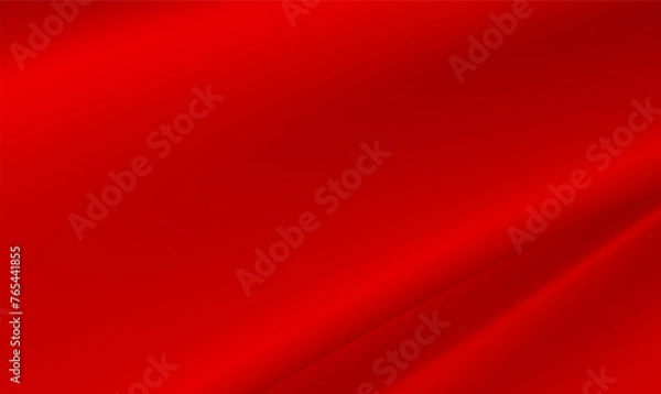 Fototapeta Smooth elegant red silk or satin luxury cloth texture for background with copy space. Red cloth or liquid wave. Soft folds. Curtain. Christmas, New Year, Valentine, anniversary, award, festive. Vector