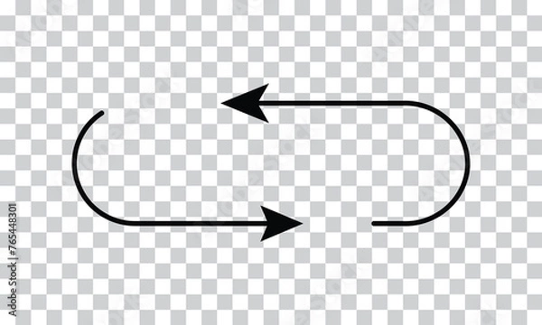 Fototapeta Semicircular curved thin long double ended arrow with transparent background.