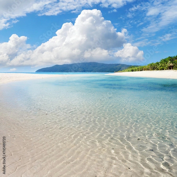 Obraz beach with sky and clouds