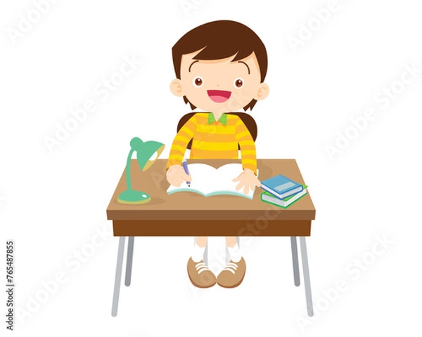 Obraz student sitting on desk working for homework 2