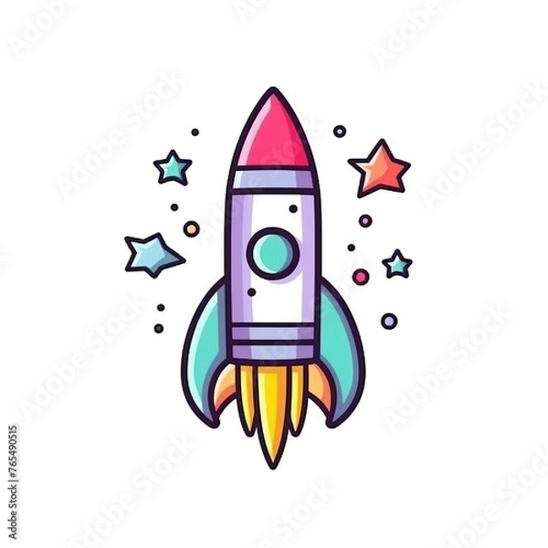 Fototapeta Blast Off: Rocket Iconic Tee Design.
