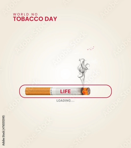 Fototapeta World No Tobacco Day, Life loading and cigarette, No Tobacco Day creative concept, 3d illustration.