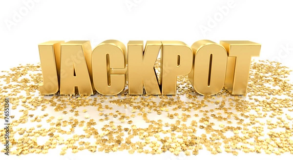 Fototapeta Jackpot z gwiazdami na białym tle - wysokiej jakości render 3D