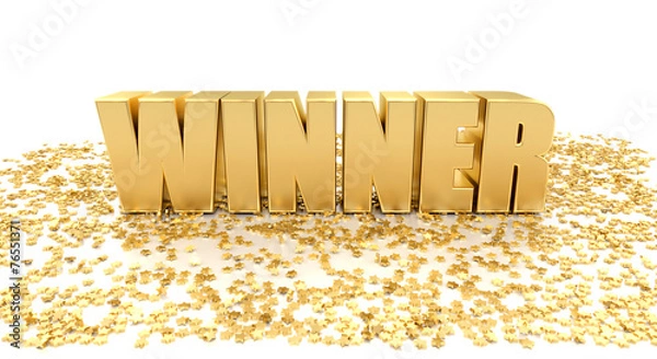 Fototapeta Winner with stars on white background - High quality 3D Render