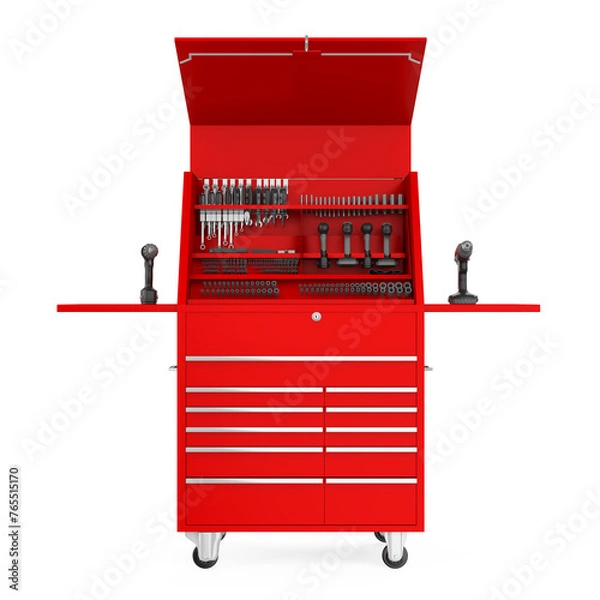 Fototapeta Red Tools Cabinet Isolated