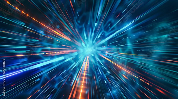 Obraz Abstract light and space design, perfect for concepts involving speed, futuristic technology, and cosmic exploration