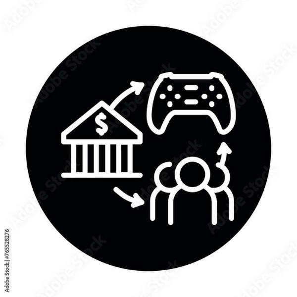 Fototapeta Gamefi ecosystem color line icon. Digital crypto art.