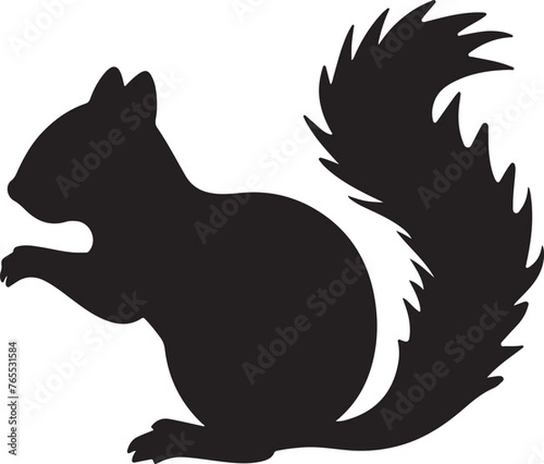 Obraz Squirrel Silhouette Vector Illustration White Background
