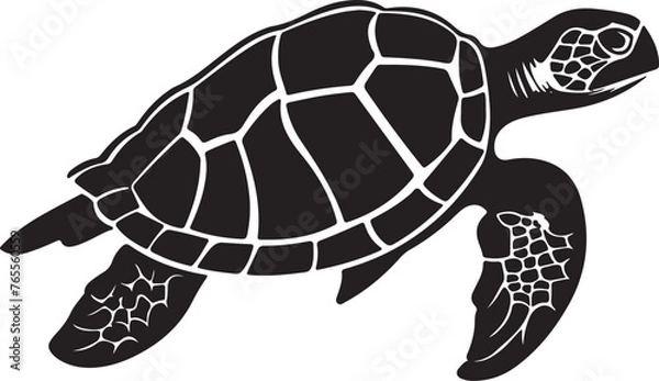 Fototapeta Turtle Silhouette Vector Illustration White Background