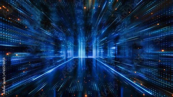 Obraz Digital network and futuristic science concept, showcasing the dynamic and interconnected nature of modern technology and information systems