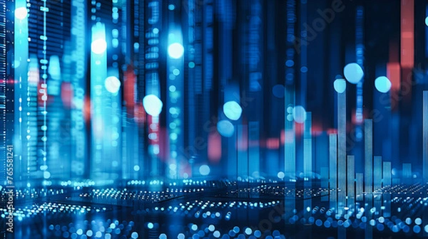 Obraz Digital networking and futuristic technology concept, emphasizing global connectivity, cyber innovation, and modern computing systems