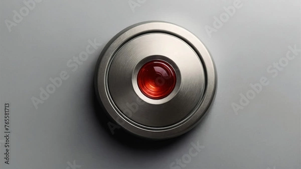 Fototapeta Large Red Push Button Isolated on a gray Background.