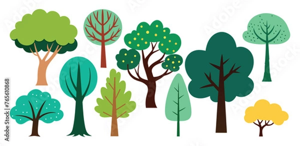 Fototapeta hand-drawn trees collection set, illustration vector for infographic or other uses