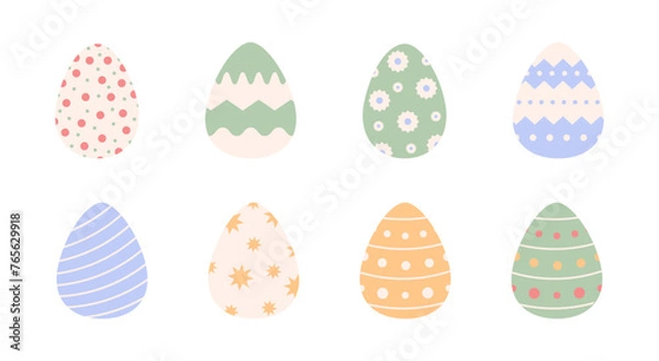 Obraz Cute set of Easter eggs illustration. Easter eggs icons. Easter day festival. Vector illustration. Vector design	