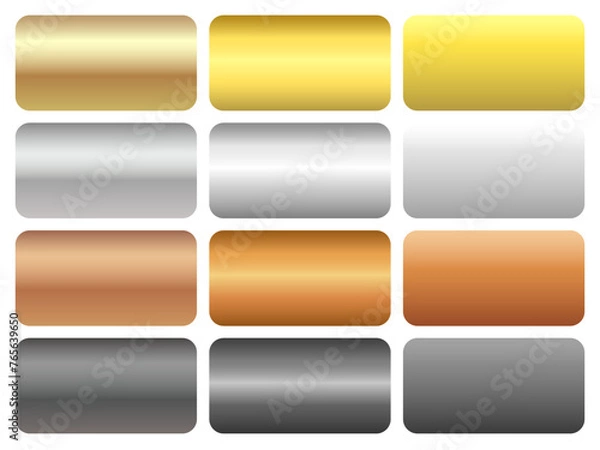 Obraz メタルグラデーションセット　金銀銅黒鉄　角丸