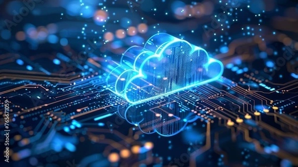 Fototapeta Explore the fusion of technology and innovation in hybrid cloud computing