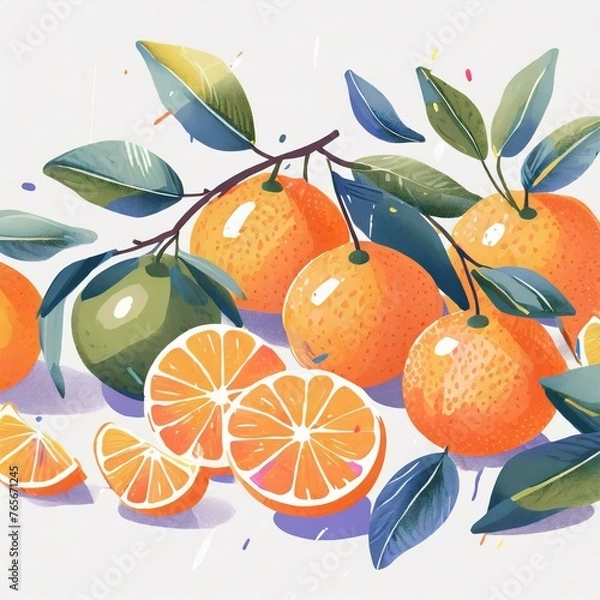 Fototapeta 緑とオレンジのミカン