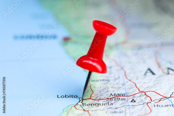 Obraz Lobito, Angola pin on map