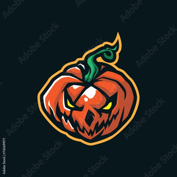 Obraz Pumpkins mascot logo design with modern illustration concept style for badge, emblem and t shirt printing. Angry pumpkins illustration.