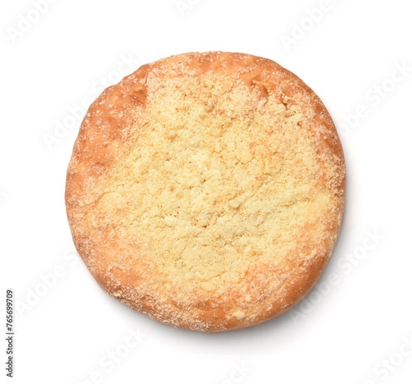 Fototapeta Whole round lemon cake topped with streusel