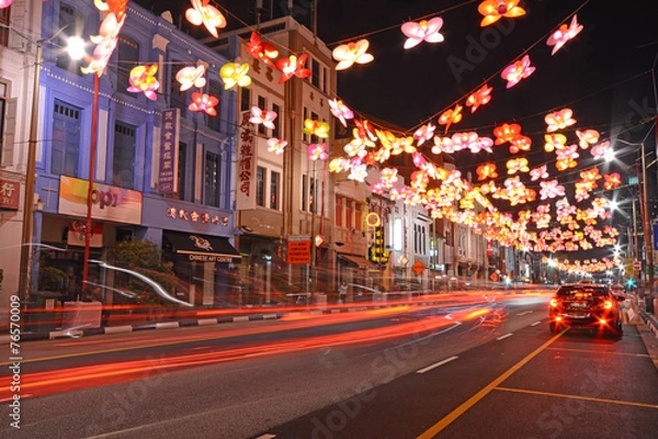Obraz street of nightlife at china town, singapore