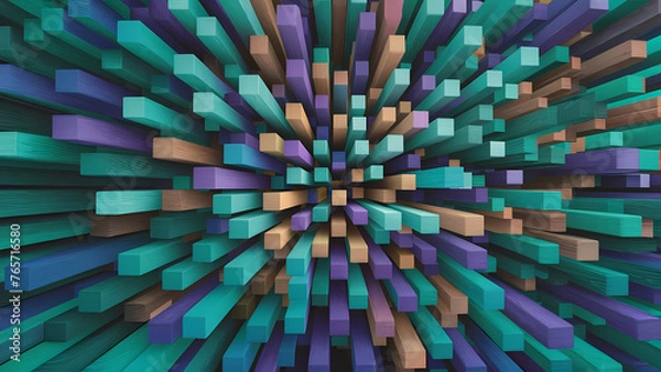 Fototapeta an abstract geometric texture composed of vibrant colored 3D wooden square cubes