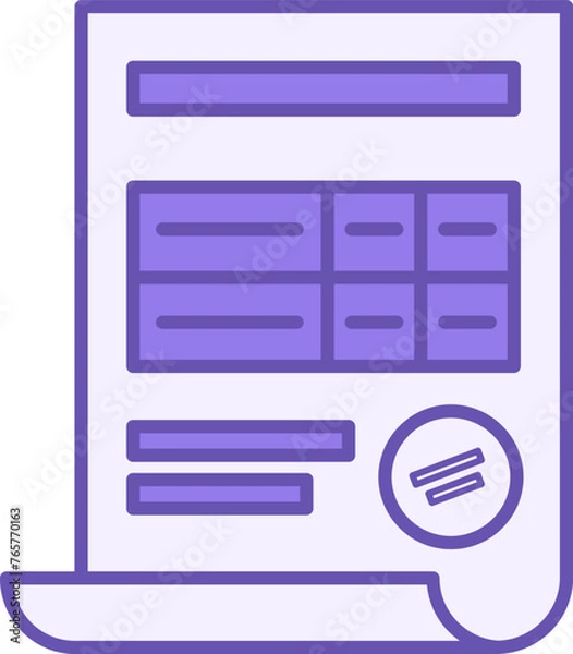Fototapeta Colored Invoice Icon. Vector Icon of Invoice for Services Rendered. Payment and Billing Accounts, Signature of Business or Financial Transactions. Accounting Concept